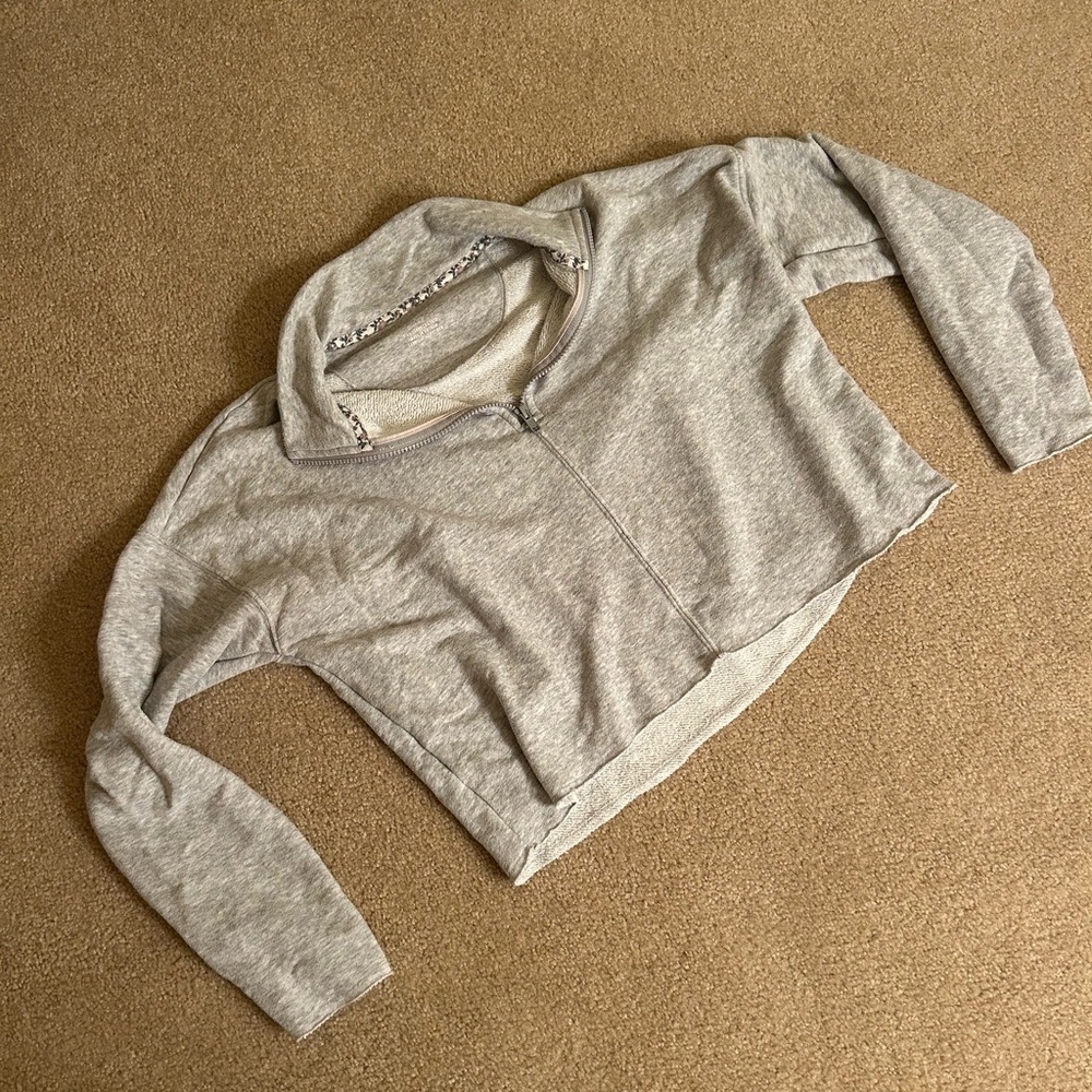 Aerie Light Heather Gray Cropped Quarter Zip